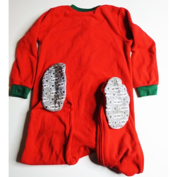 Carter's 5T Reindeer-themed Christmas Feet Pajama - Cozy, Red & Festive! - Picture 4 of 5